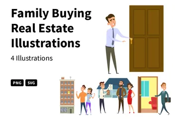Familie kauft Immobilien Illustrationspack