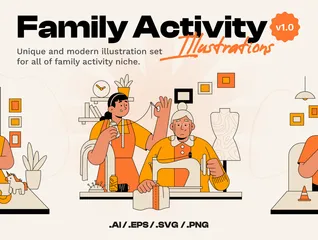 Familienaktivität Illustrationspack