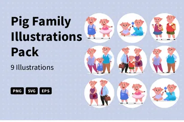 Famille de porcs Pack d'Illustrations