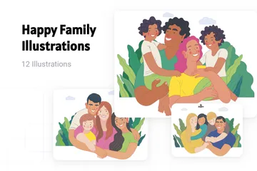 Famille heureuse Pack d'Illustrations