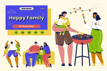 Famille heureuse Pack d'Illustrations