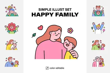 Famille heureuse Pack d'Illustrations
