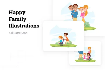 Famille heureuse Pack d'Illustrations