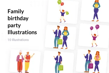 Family Birthday Party Illustration Pack