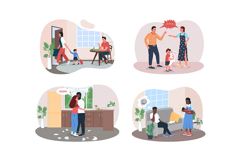 Premium Family Breakup Illustration pack from People Illustrations