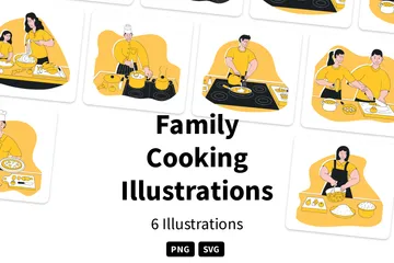 Family Cooking Illustration Pack