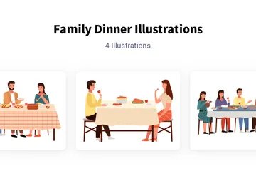 Family Dinner Illustration Pack