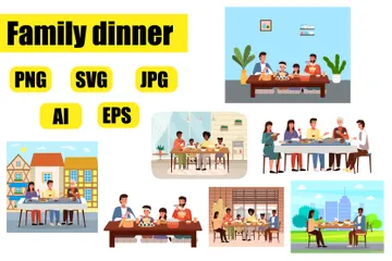Family Dinner Illustration Pack