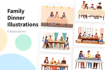 Family Dinner Illustration Pack