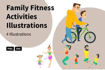 Family Fitness Activities Illustration Pack