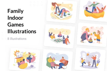 Family Indoor Games Illustration Pack