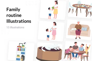 Family Routine Illustration Pack