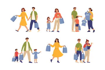 Family Shopping Illustration Pack
