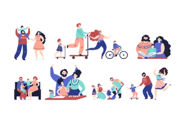 Family Spend Time Together Illustration Pack