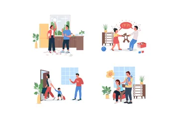 Family With Relationship Problems Illustration Pack