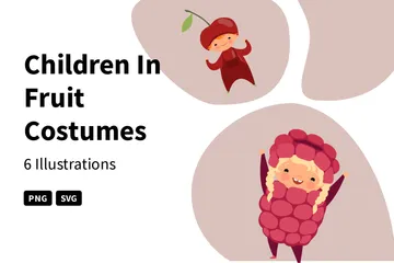 Crianças em fantasias de frutas Pacote de Ilustrações