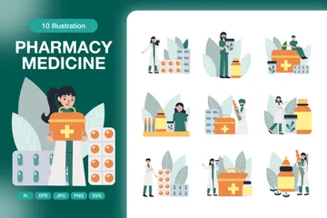 Medicina Farmacêutica Pacote de Ilustrações