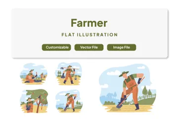 Farmer In The Garden Illustration Pack