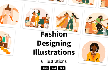 Fashion Designing Related Illustrations Illustration Pack