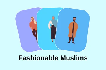 Fashionable Muslims Illustration Pack