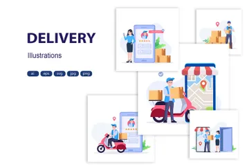 Fast Delivery Service Illustration Pack