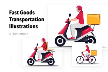 Fast Goods Transportation Illustration Pack