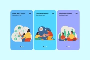 Father With Children Illustration Pack