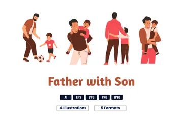 Father With Son Illustration Pack