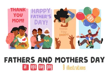 Fathers And Mothers Day Illustration Pack