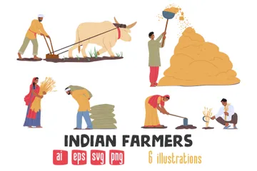 Agricultores Indianos Pacote de Ilustrações