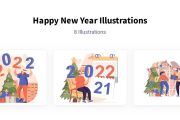 Feliz Ano Novo Pacote de Ilustrações