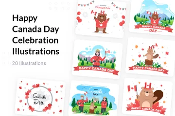 Feliz celebración del día de Canadá Paquete de Ilustraciones