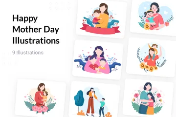 Feliz Dia das Mães Pacote de Ilustrações
