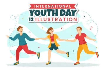 Feliz Dia Internacional da Juventude Pacote de Ilustrações