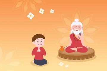 Feliz Guru Purnima Pacote de Ilustrações