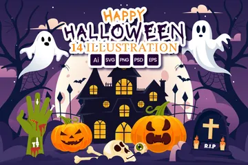 Feliz Halloween Paquete de Ilustraciones