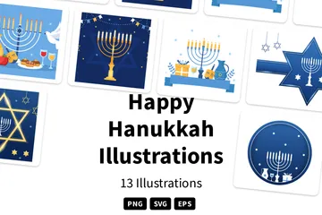 Free Feliz Hanukkah Pacote de Ilustrações
