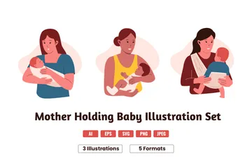 Mãe feliz, abrace o bebê Pacote de Ilustrações