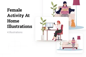 Female Activity At Home Illustration Pack