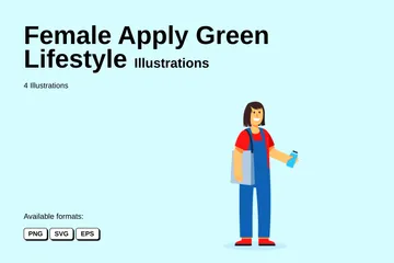 Female Apply Green Lifestyle Illustration Pack