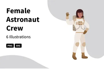 Female Astronaut Crew Illustration Pack