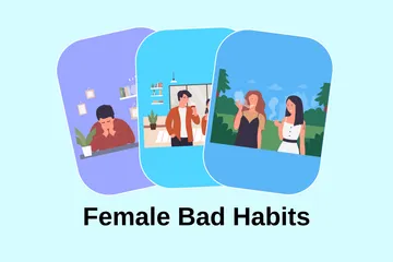 Female Bad Habits Illustration Pack