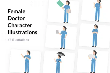 Female Doctor Character Illustration Pack