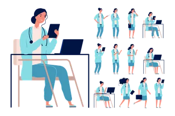 Female Doctor Illustration Pack
