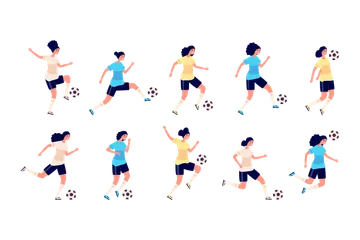 Female Football Players Illustration Pack