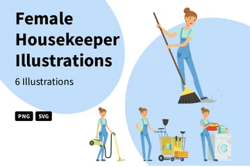 Female Housekeeper Illustration Pack