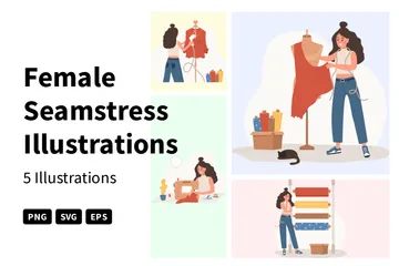 Female Seamstress Illustration Pack