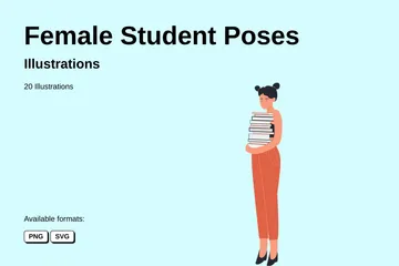 Female Student Poses Illustration Pack