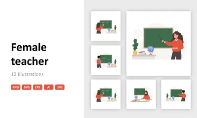 Female Teacher Illustration Pack