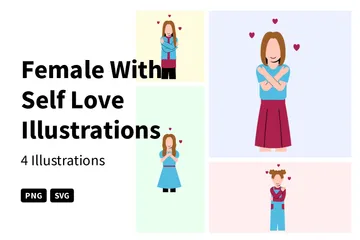 Female With Self Love Illustration Pack
